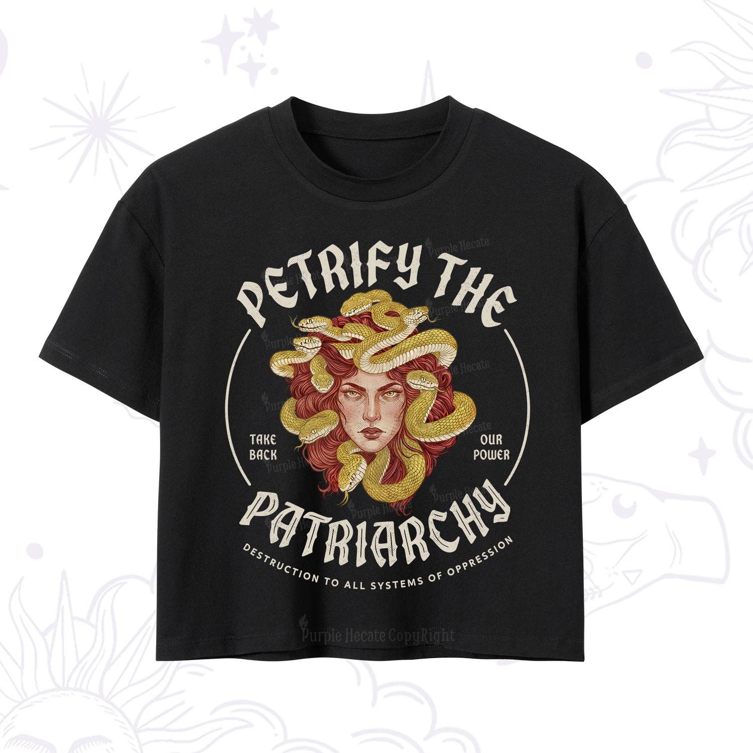 Purplehecate Petrify Patriarchy Medusa Crop T-Shirt