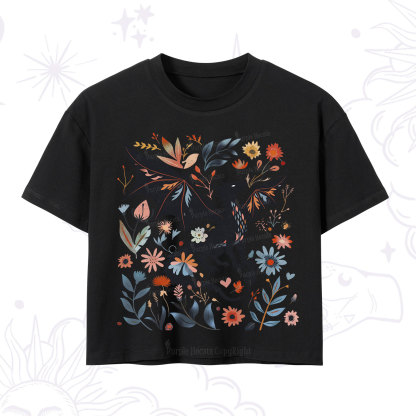Purplehecate Vintage Fantasy Wyvern Bookish Crop T-Shirt
