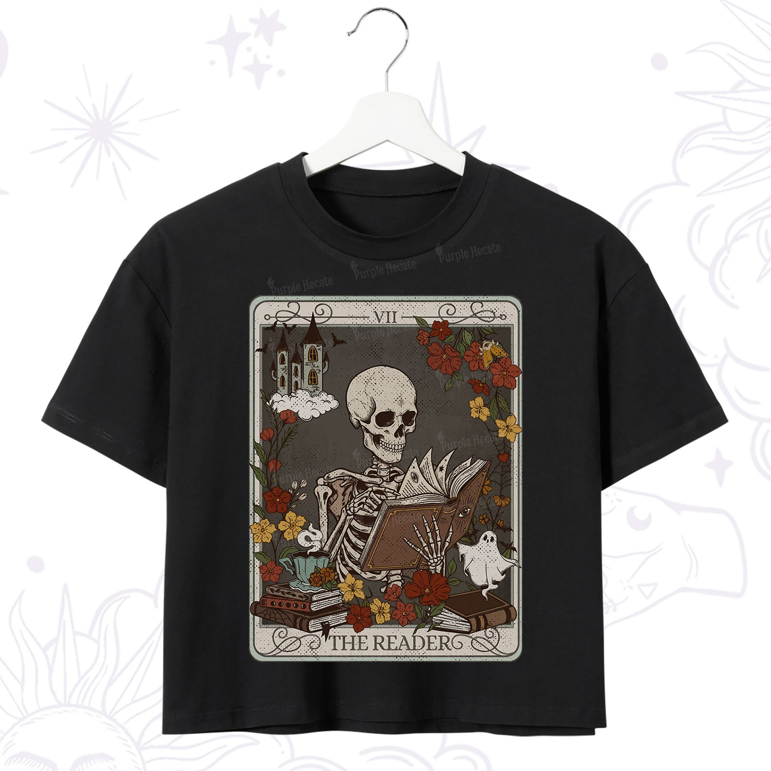 Purplehecate The Reader Tarot Card Crop T-Shirt
