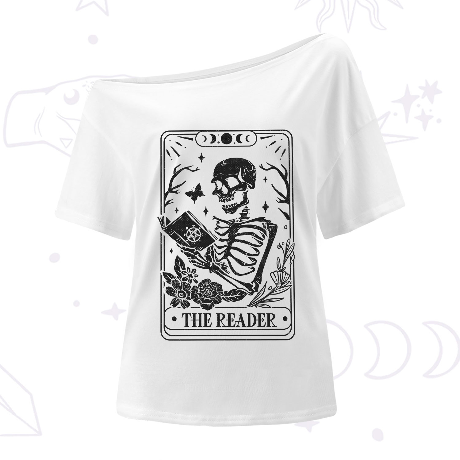 Purplehecate The Reader Tarot Card One Shoulder T-Shirt