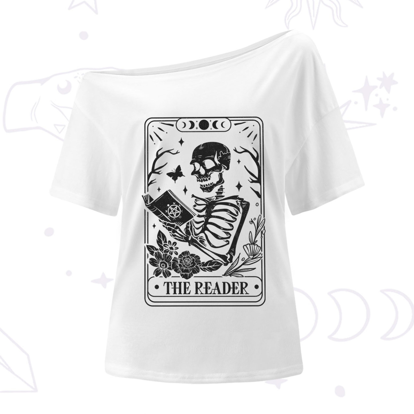 Purplehecate The Reader Tarot Card One Shoulder T-Shirt
