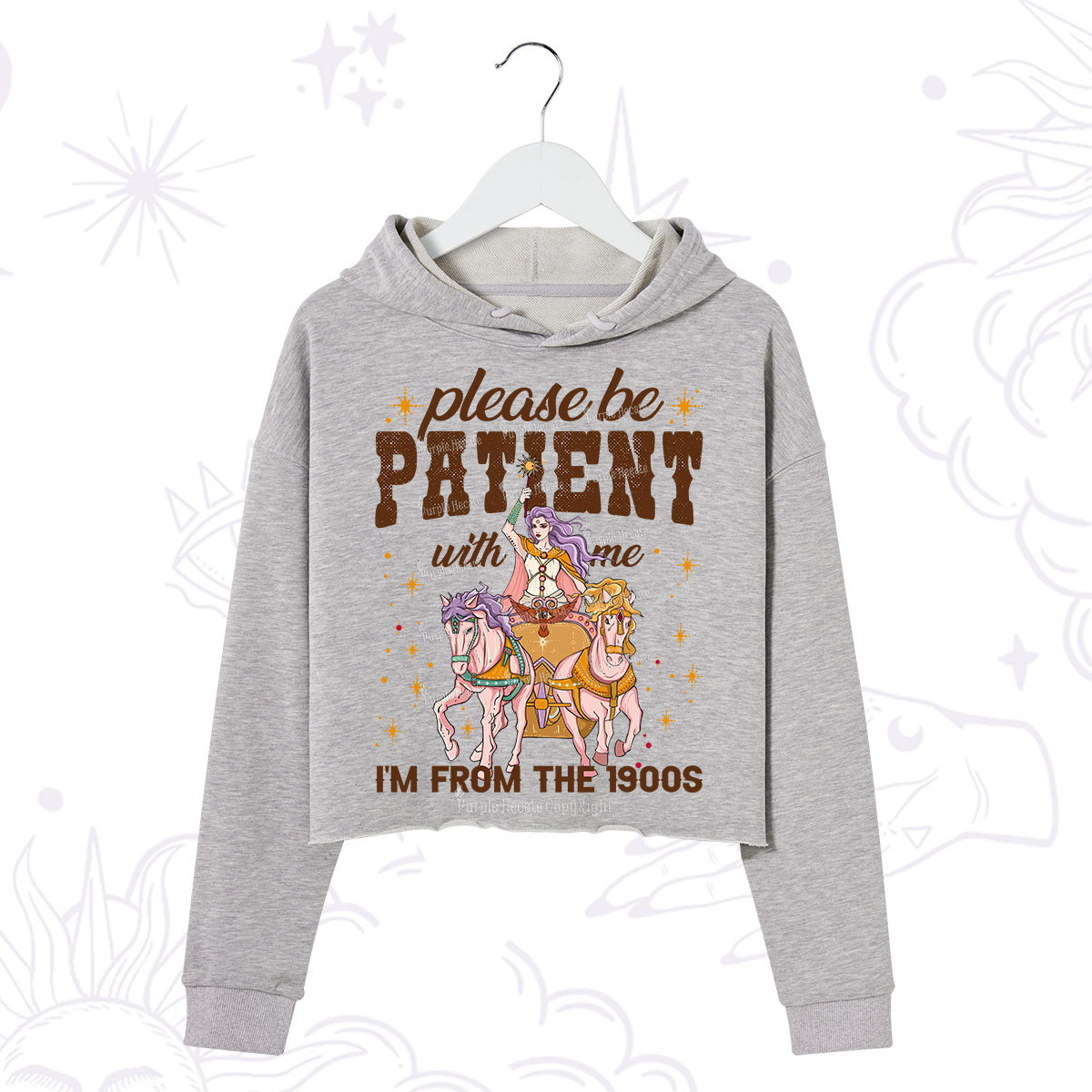 Purplehecate Please Be Patient With Me I'm From The 1900s Crop Hoodie
