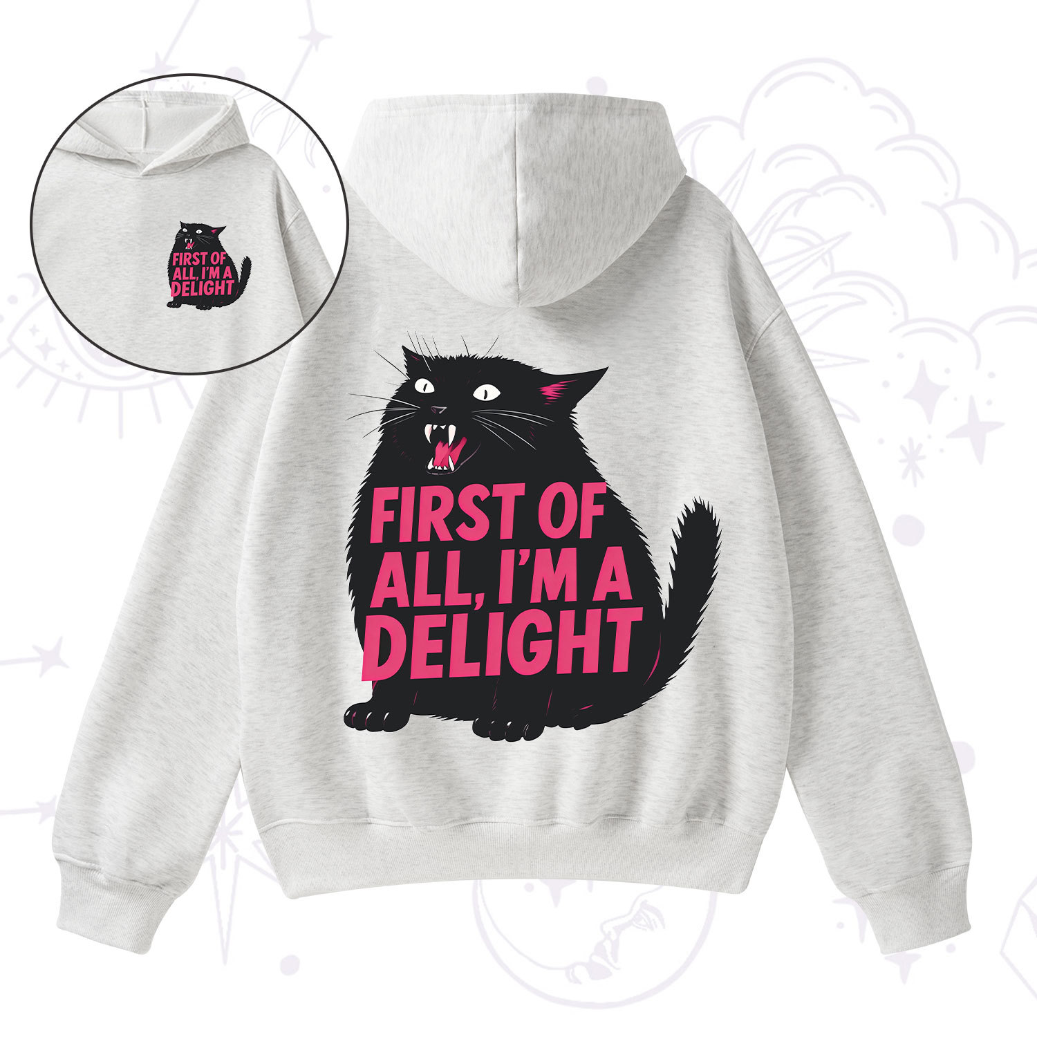Purplehecate First Of All I'm A Delight Cat Fleece Hoodie Suit