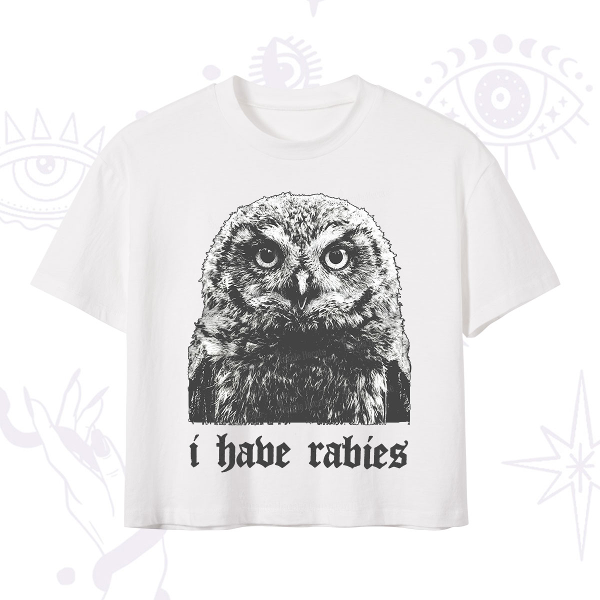 Purplehecate I Have Rabies Owl Crop T-Shirt
