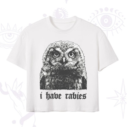 Purplehecate I Have Rabies Owl Crop T-Shirt
