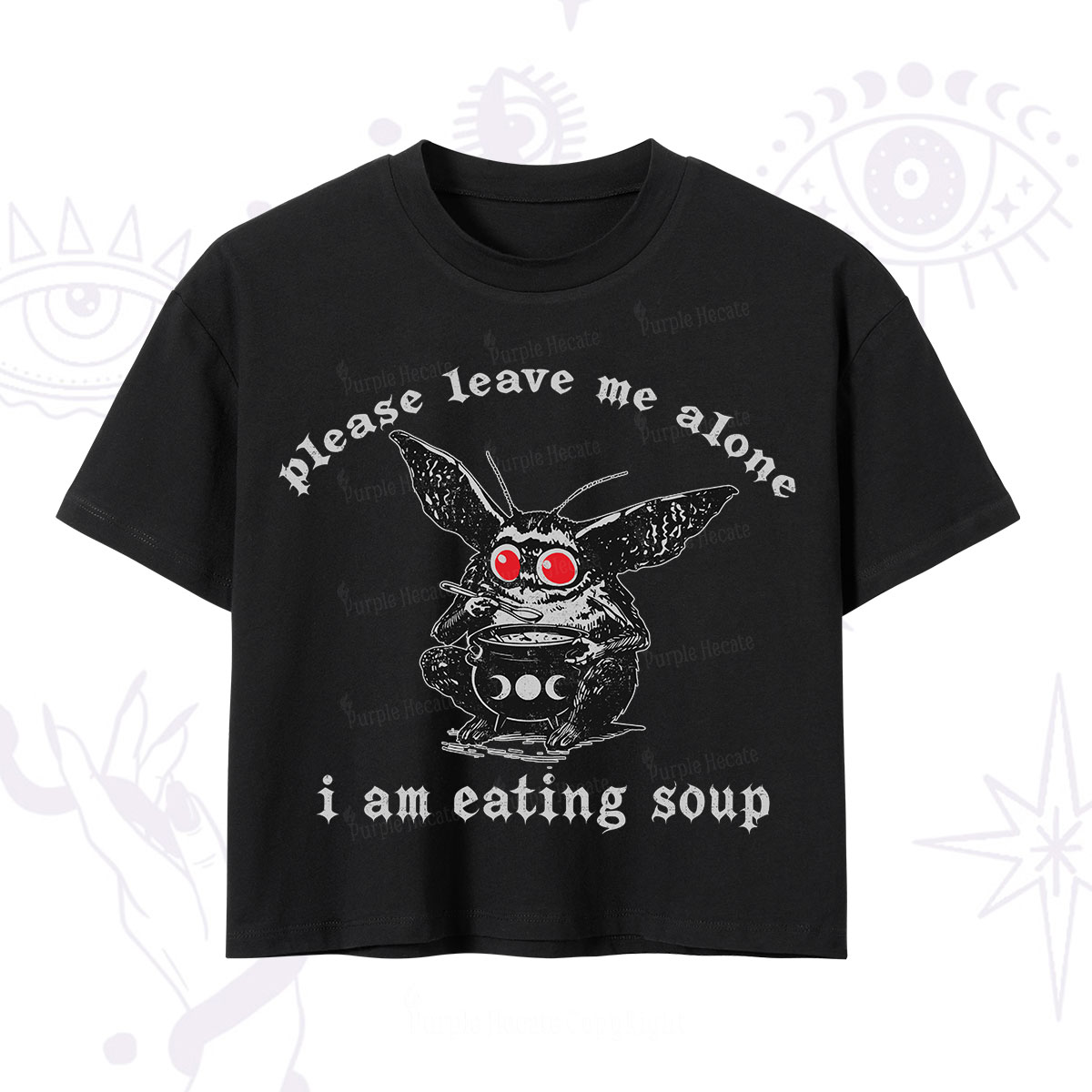 Purplehecate Mothman Eating Soup Crop T-Shirt