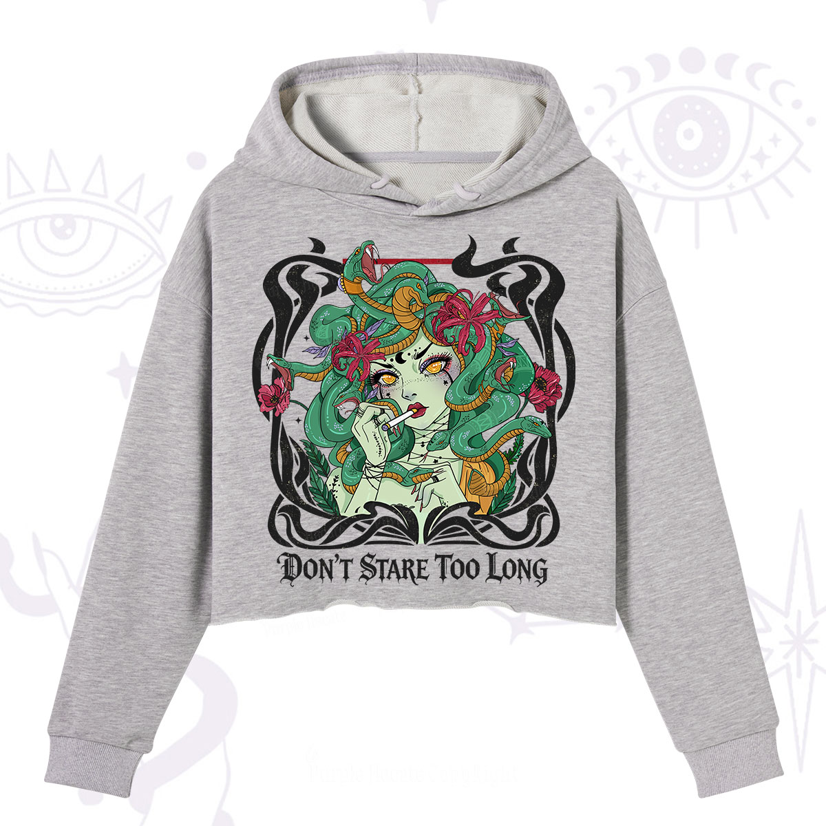 Purplehecate Don't Stare Too Long Crop Hoodie