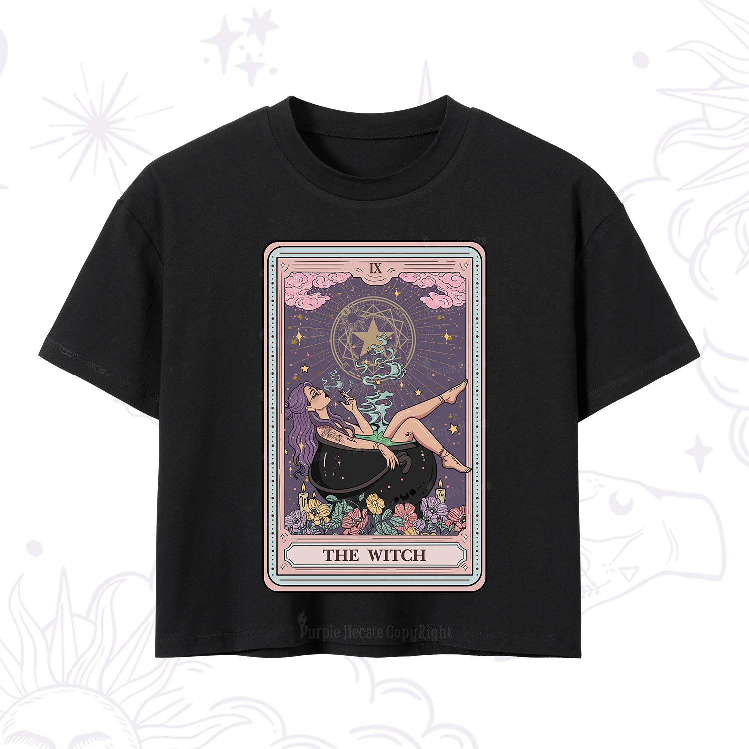 Purplehecate The Witch Tarot Card Crop T-Shirt