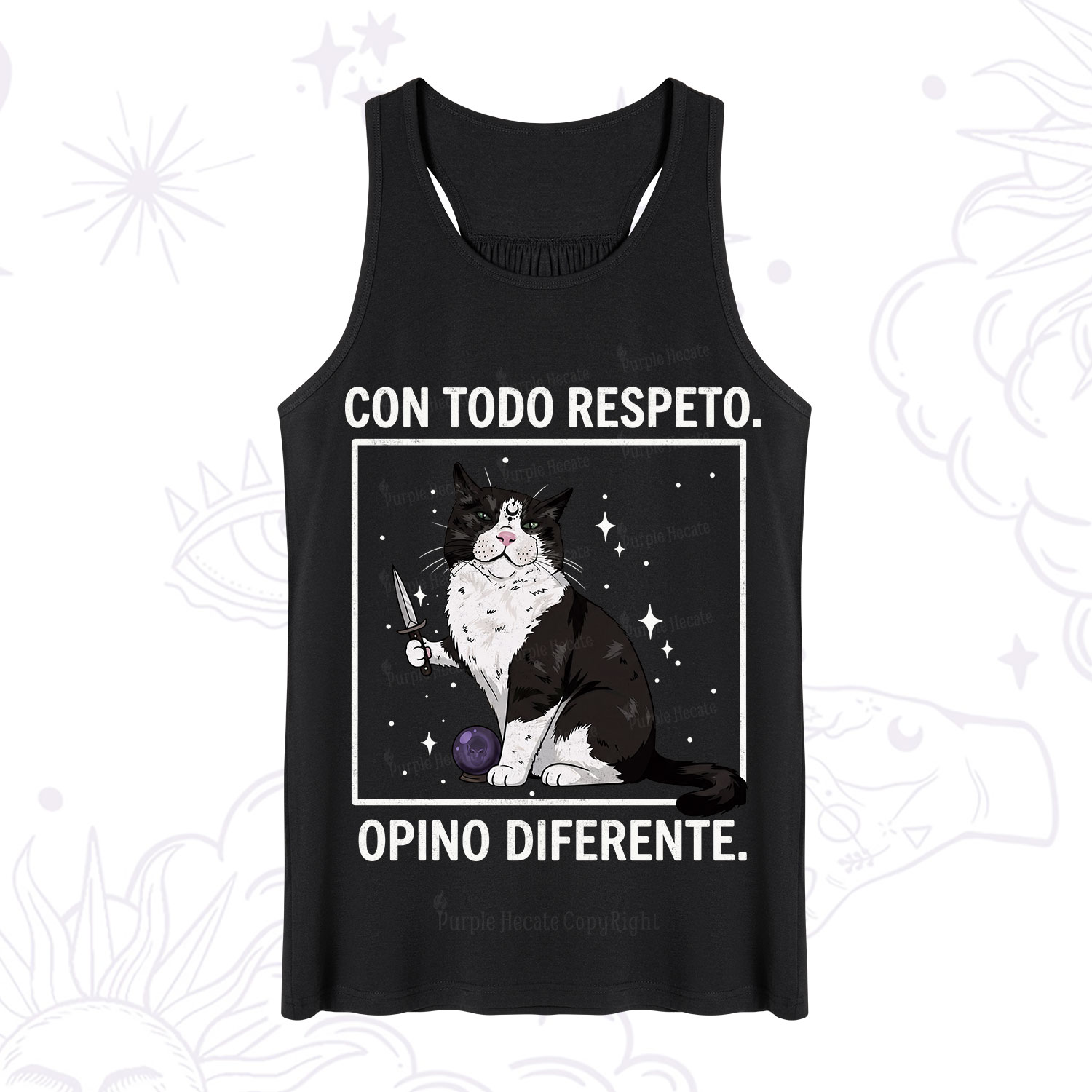 Purplehecate Funny Cat Con Todo Respeto Opino Diferente Tank