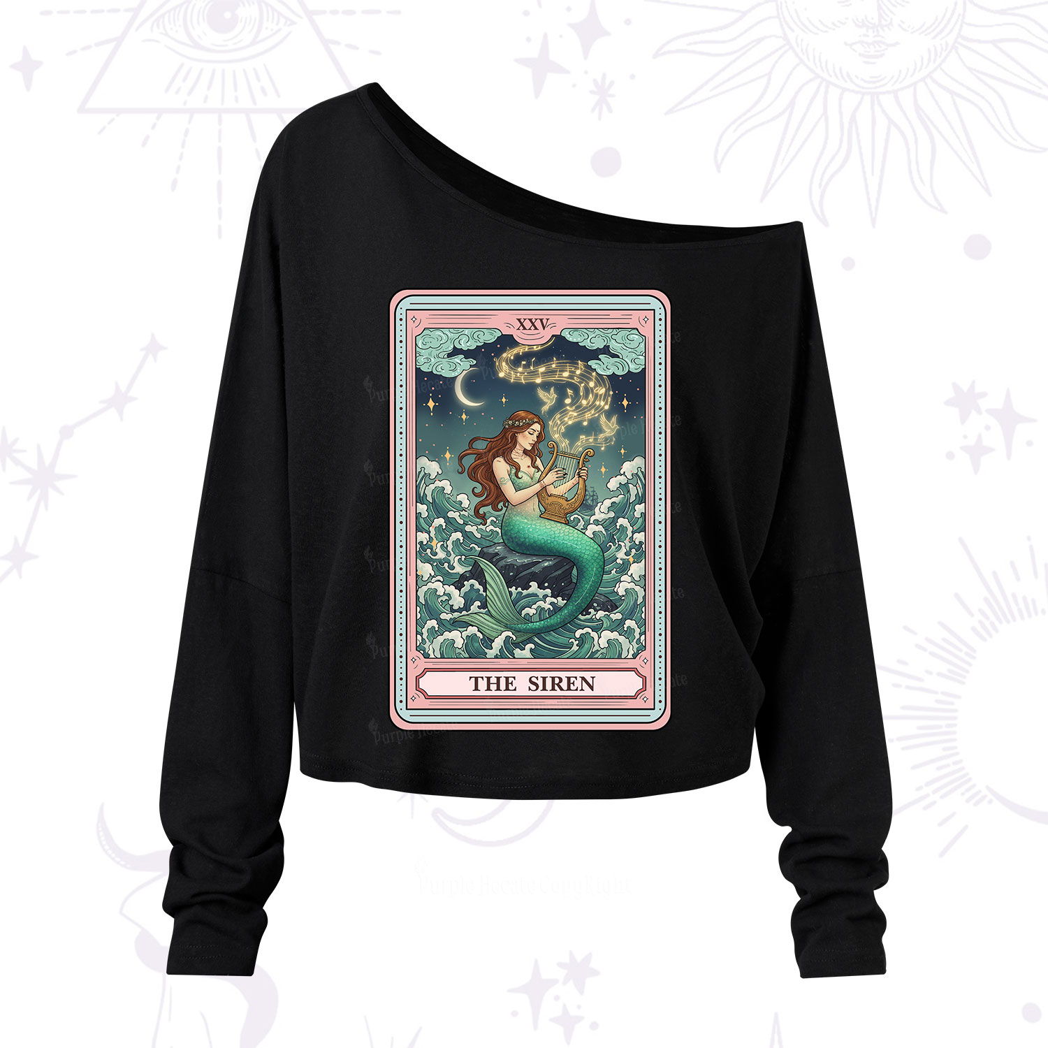 Purplehecate The Siren Tarot One Shoulder Long Sleeve Shirt
