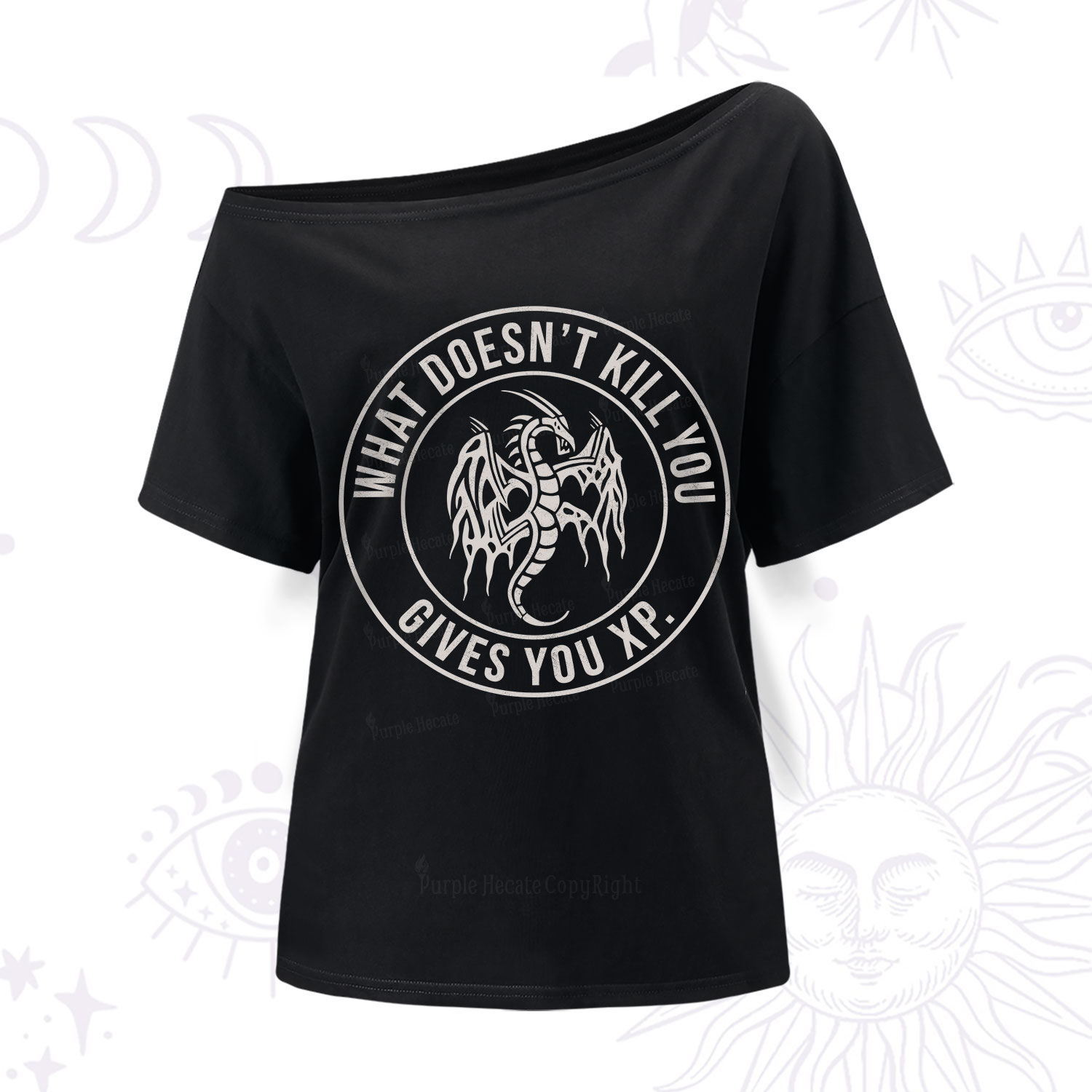 Purplehecate What Doesn't Kill You Gives You XP One Shoulder T-Shirt