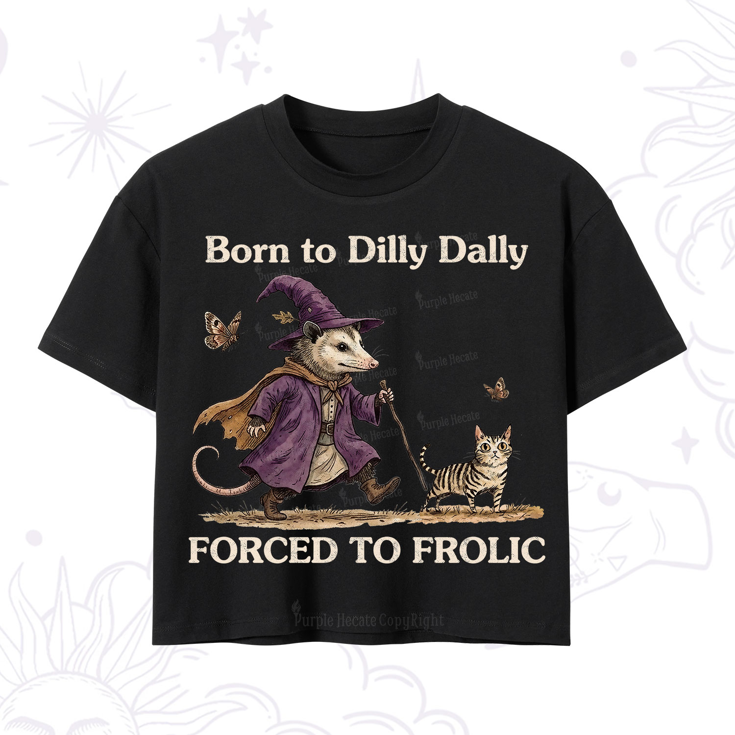 Purplehecate Born to Dilly Dally Forced to Frolic Opossum Crop T-Shirt