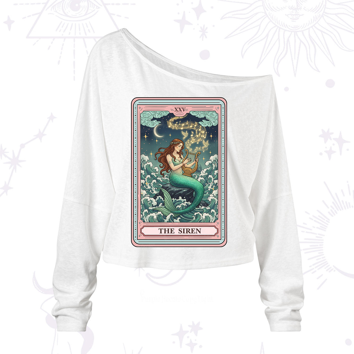 Purplehecate The Siren Tarot One Shoulder Long Sleeve Shirt