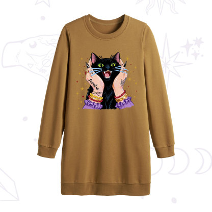 Purplehecate Feral Cat Magic Sweatshirt Dress