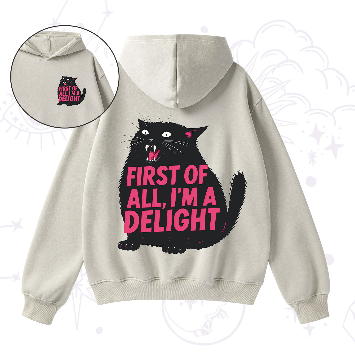 Purplehecate First Of All I'm A Delight Cat Fleece Hoodie Suit