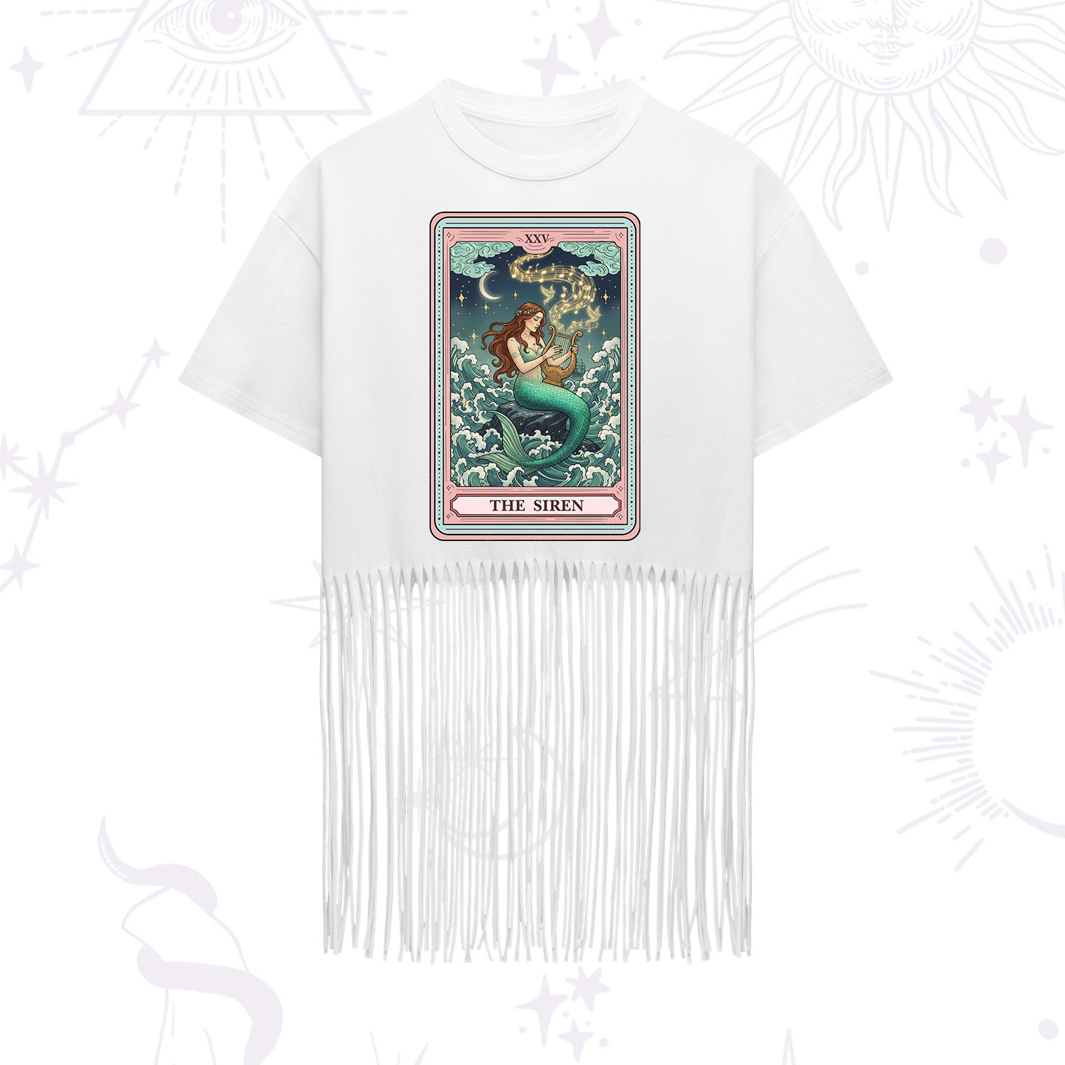 Purplehecate The Siren Tarot Fringe Hem T-Shirt