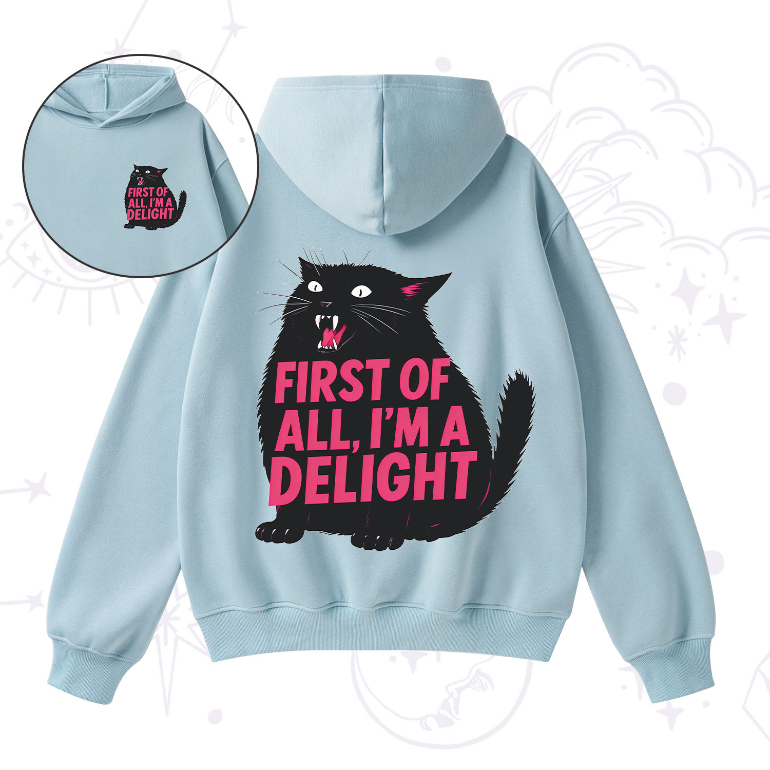 Purplehecate First Of All I'm A Delight Cat Fleece Hoodie Suit