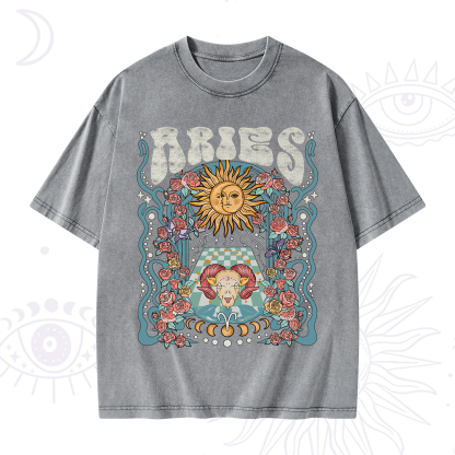 Purplehecate Aries Spirit Zodiac Washed T-Shirt