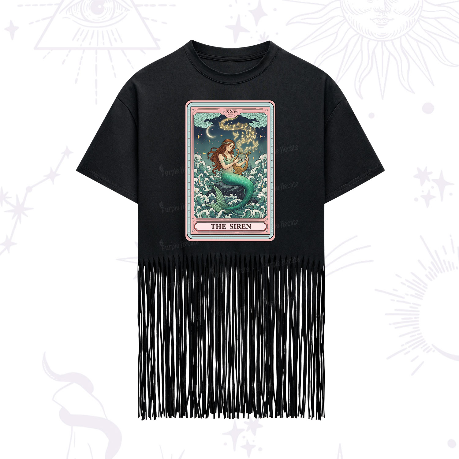 Purplehecate The Siren Tarot Fringe Hem T-Shirt