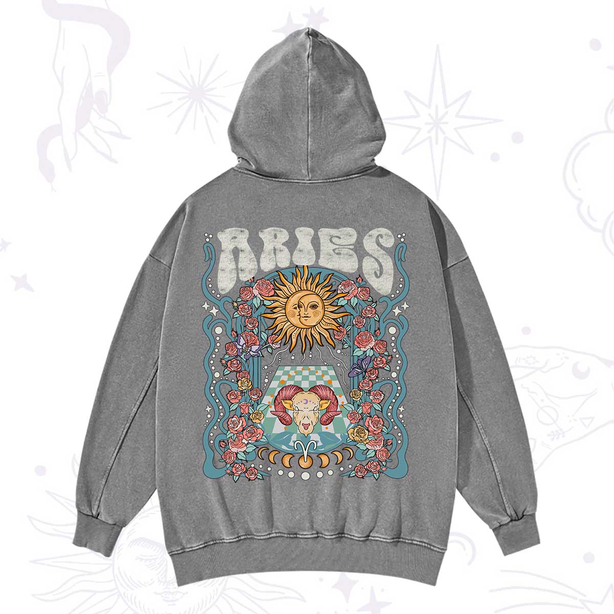 Purplehecate Aries Spirit Zodiac Washed Hoodie