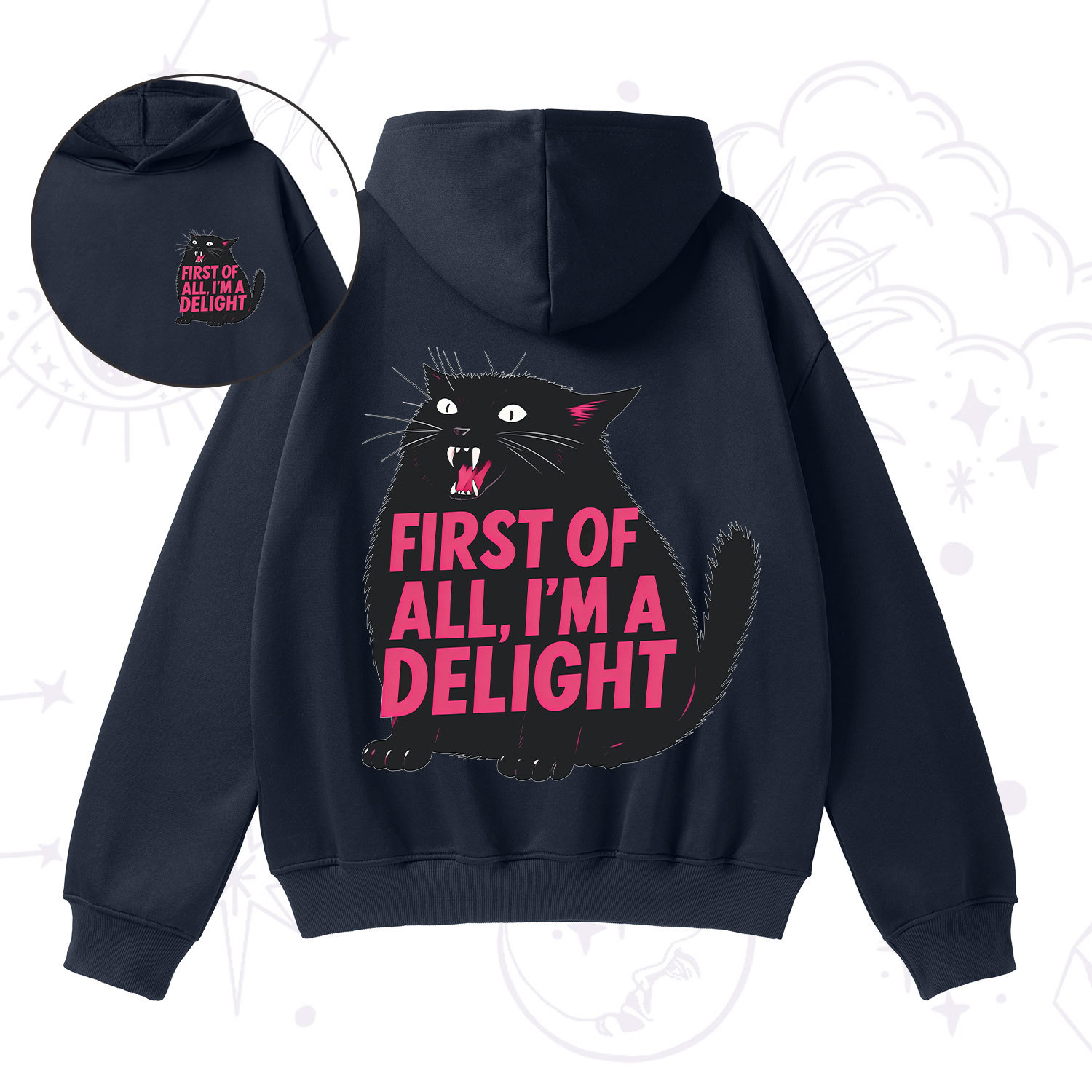 Purplehecate First Of All I'm A Delight Cat Fleece Hoodie Suit