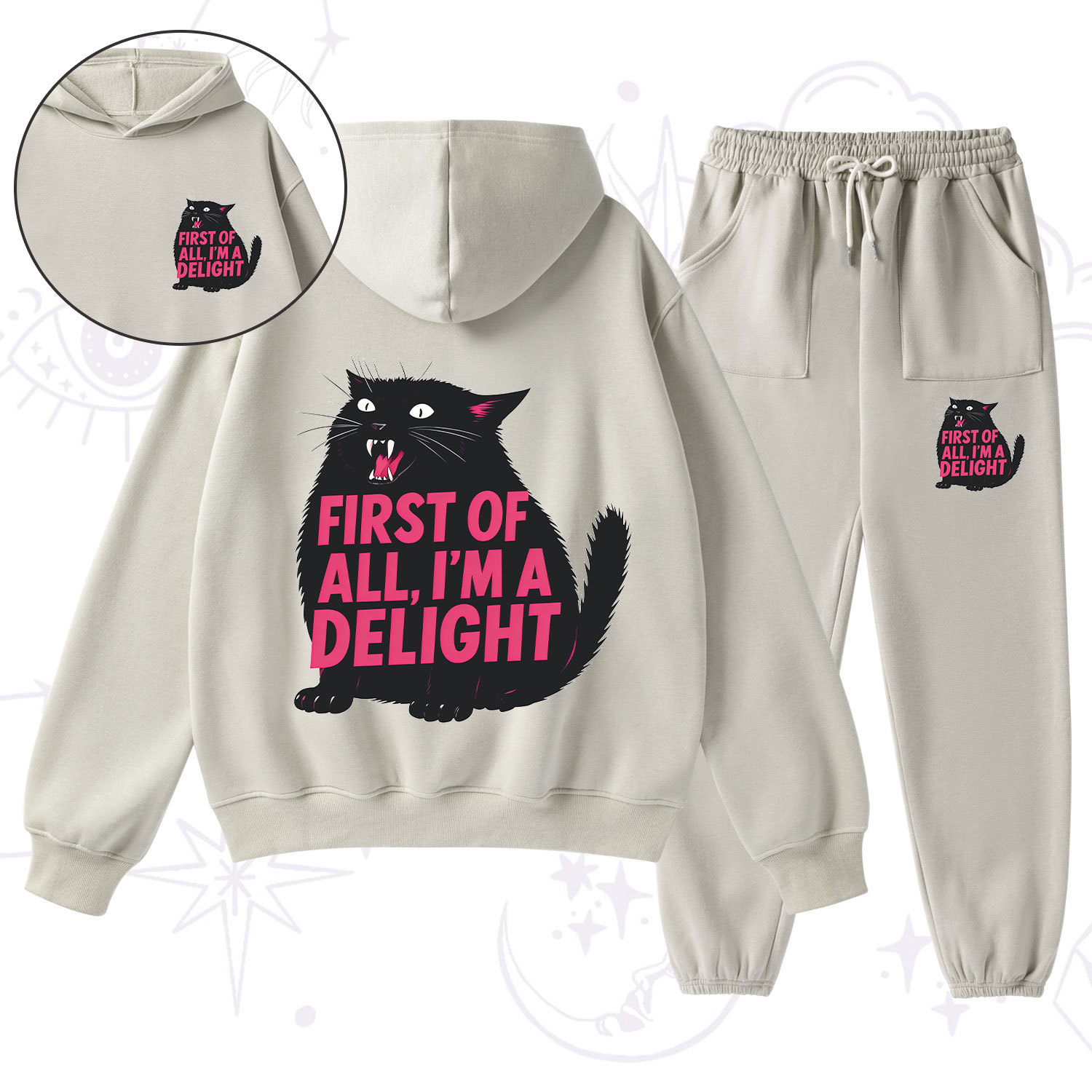 Purplehecate First Of All I'm A Delight Cat Fleece Hoodie Suit