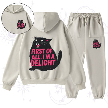 Purplehecate First Of All I'm A Delight Cat Fleece Hoodie Suit