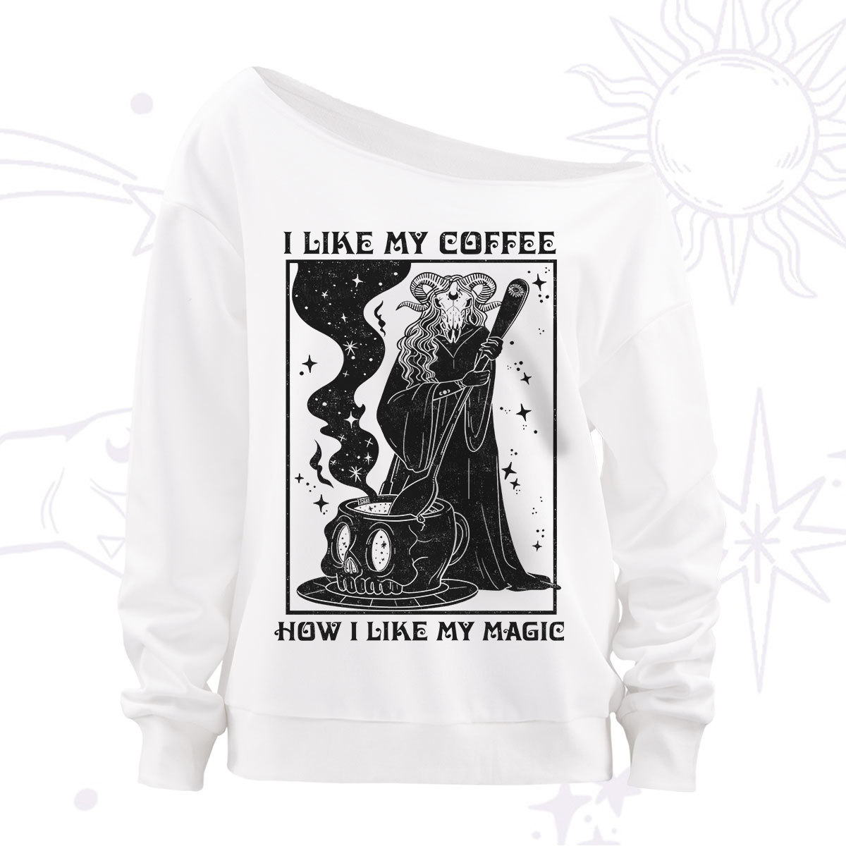 Purplehecate I Like My Coffee How I Like My Magic Off The Shoulder Sweatshirt