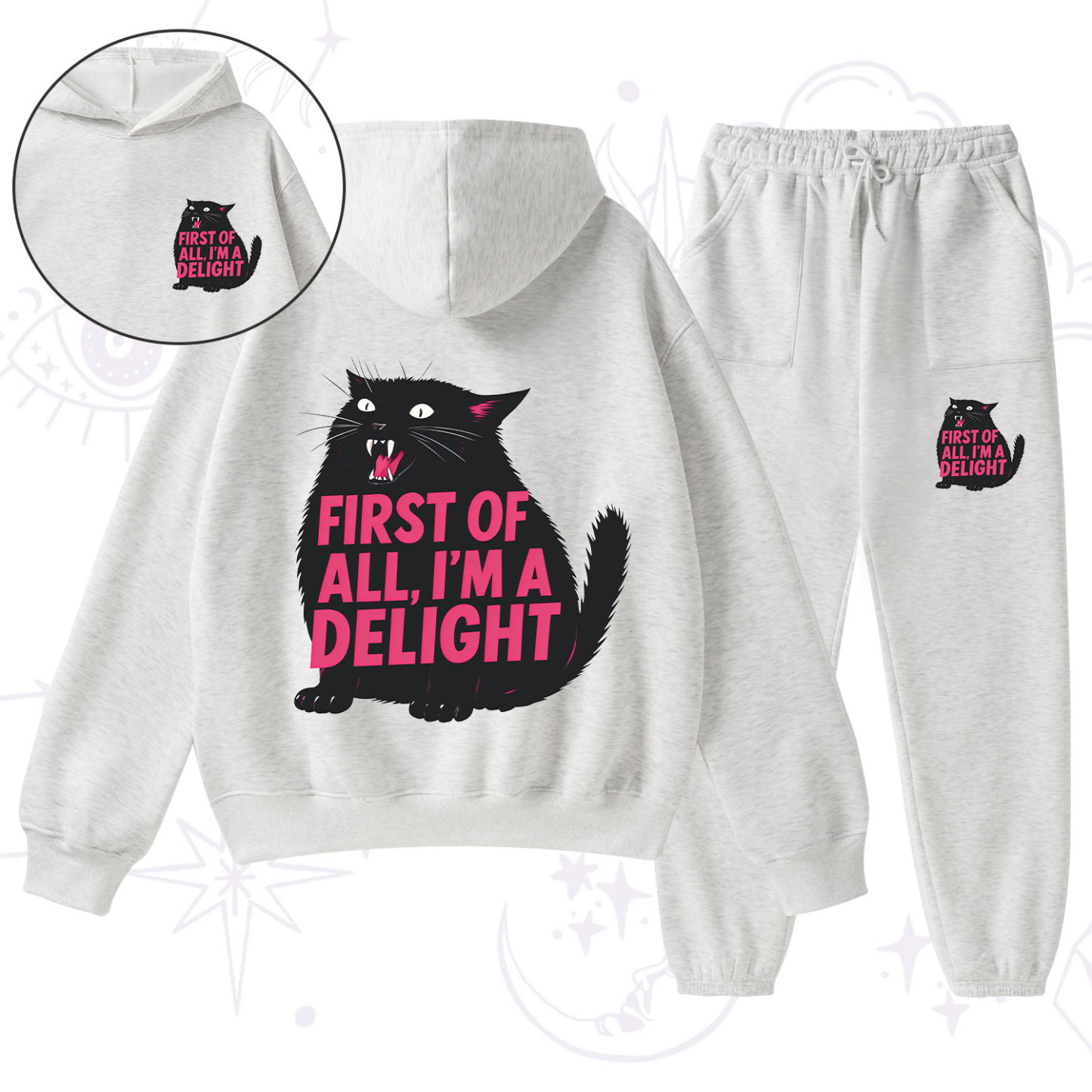 Purplehecate First Of All I'm A Delight Cat Fleece Hoodie Suit