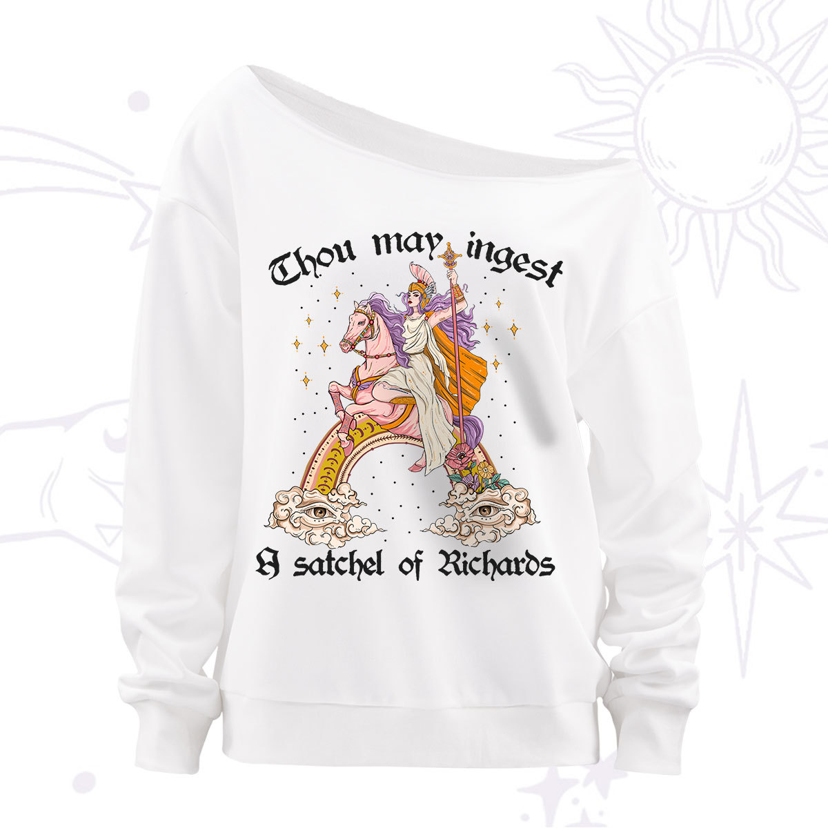 Purplehecate Thou may ingest a satchel of Richards Off The Shoulder Sweatshirt