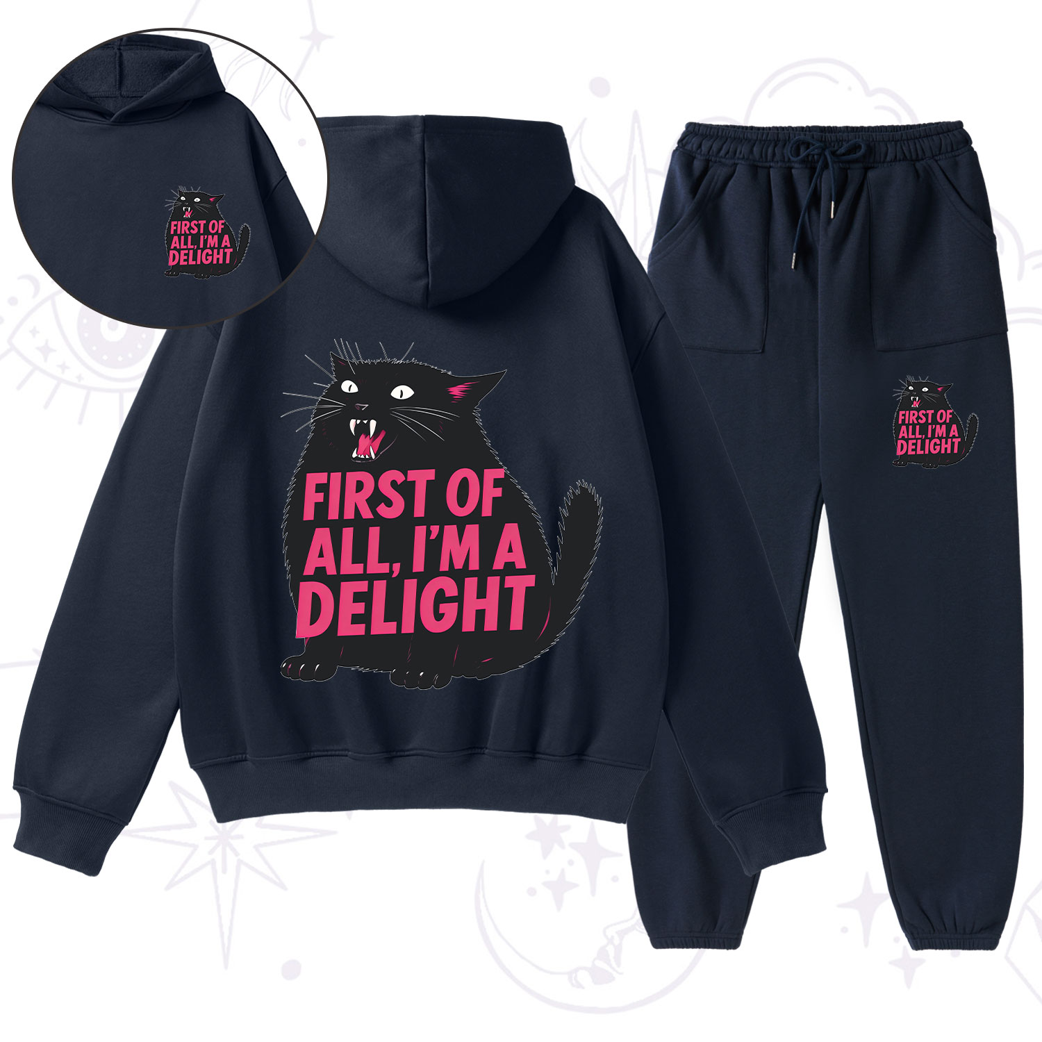 Purplehecate First Of All I'm A Delight Cat Fleece Hoodie Suit