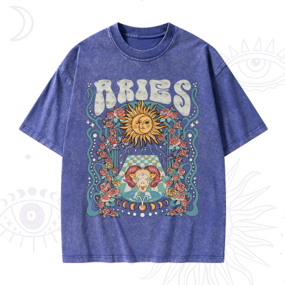 Purplehecate Aries Spirit Zodiac Washed T-Shirt