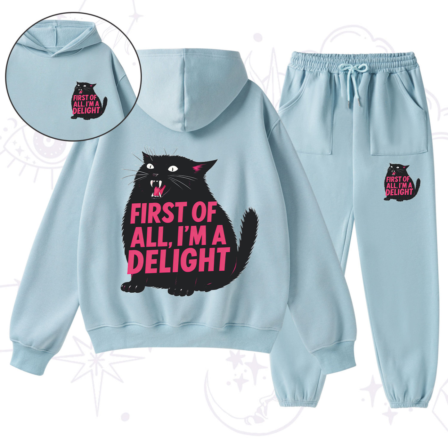 Purplehecate First Of All I'm A Delight Cat Fleece Hoodie Suit