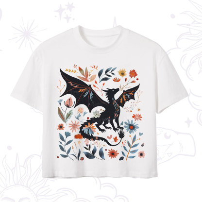 Purplehecate Vintage Fantasy Wyvern Bookish Crop T-Shirt