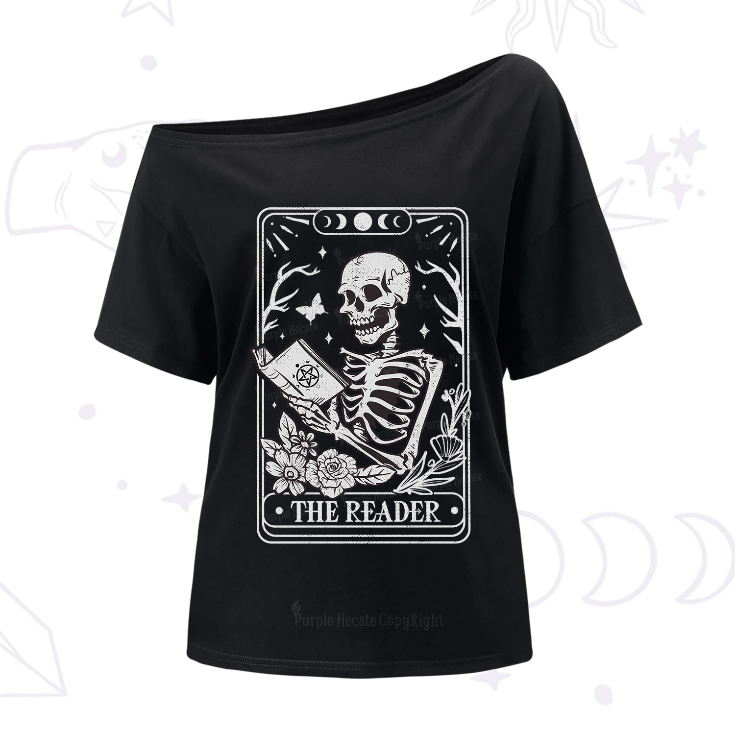 Purplehecate The Reader Tarot Card One Shoulder T-Shirt