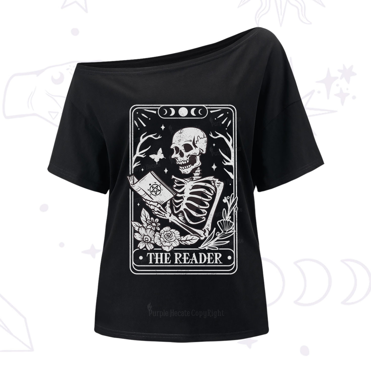Purplehecate The Reader Tarot Card One Shoulder T-Shirt