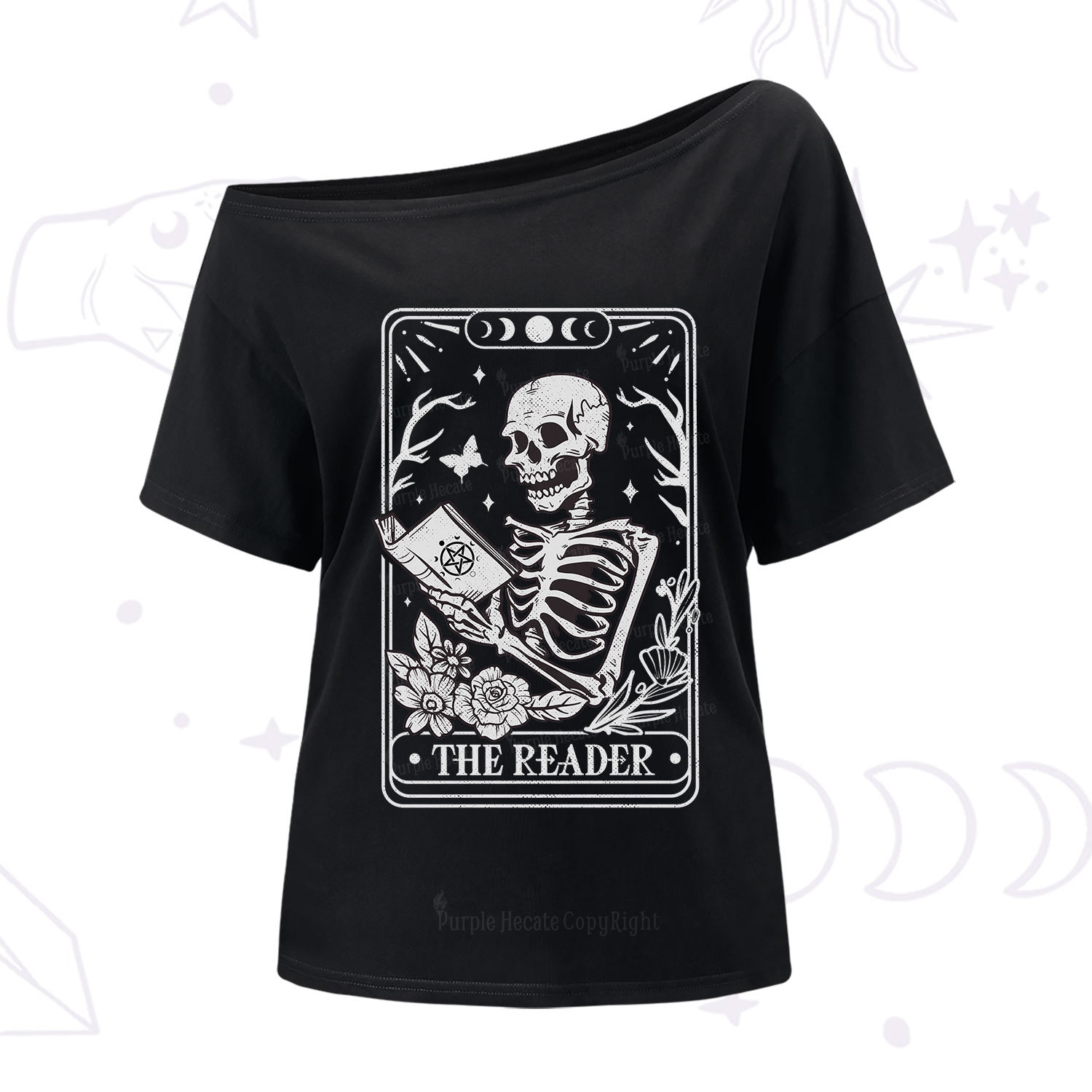 Purplehecate The Reader Tarot Card One Shoulder T-Shirt