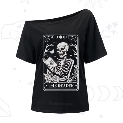 Purplehecate The Reader Tarot Card One Shoulder T-Shirt