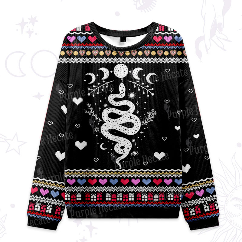 Purplehecate Snake And Moon Phase Ugly Valentine Sweatshirt