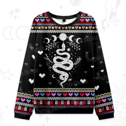 Purplehecate Snake And Moon Phase Ugly Valentine Sweatshirt