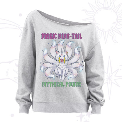 Purplehecate Magic Nine Tail Cat Off The Shoulder Sweatshirt