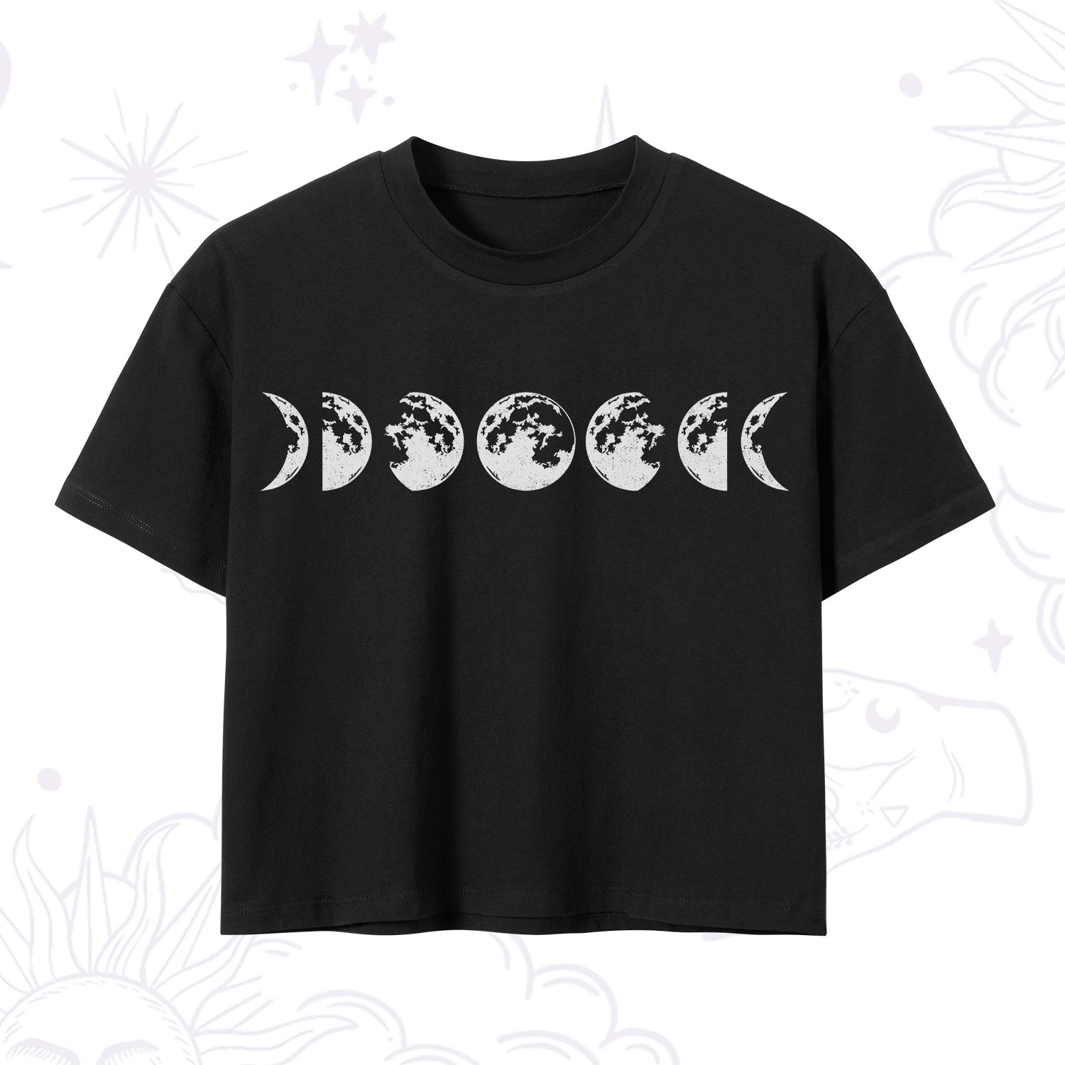 Purplehecate Moon Phases Crop T-Shirt
