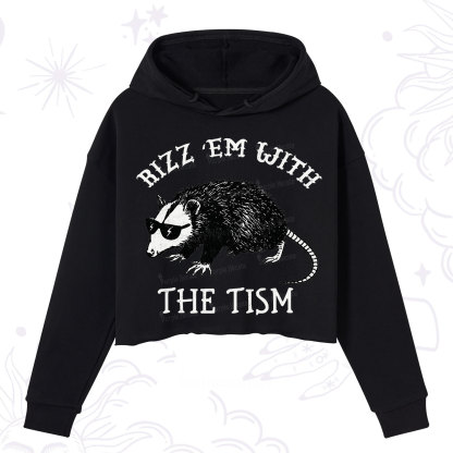Purplehecate Rizz Em With The Tism Opossum Crop Hoodie