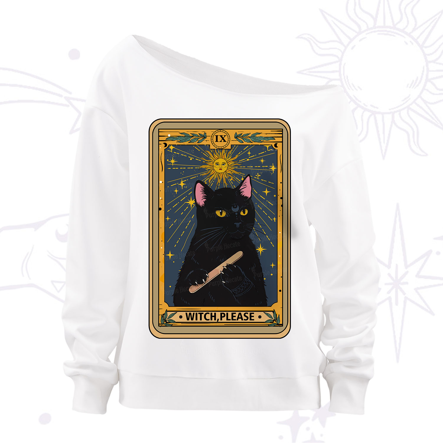 Purplehecate The Witch Please Tarot Off The Shoulder Sweatshirt