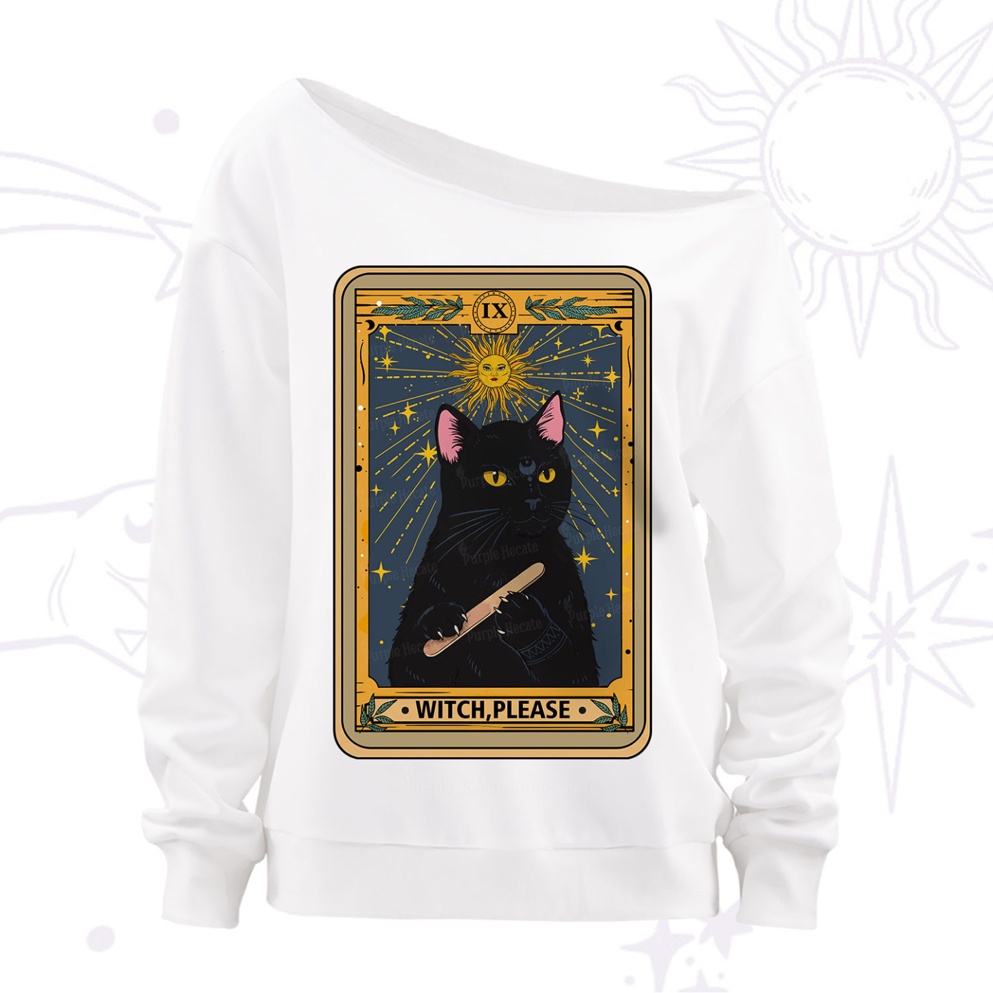 Purplehecate The Witch Please Tarot Off The Shoulder Sweatshirt