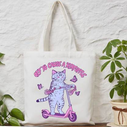 Purplehecate Off To Cause A Kerfuffle Cat Tote Bag