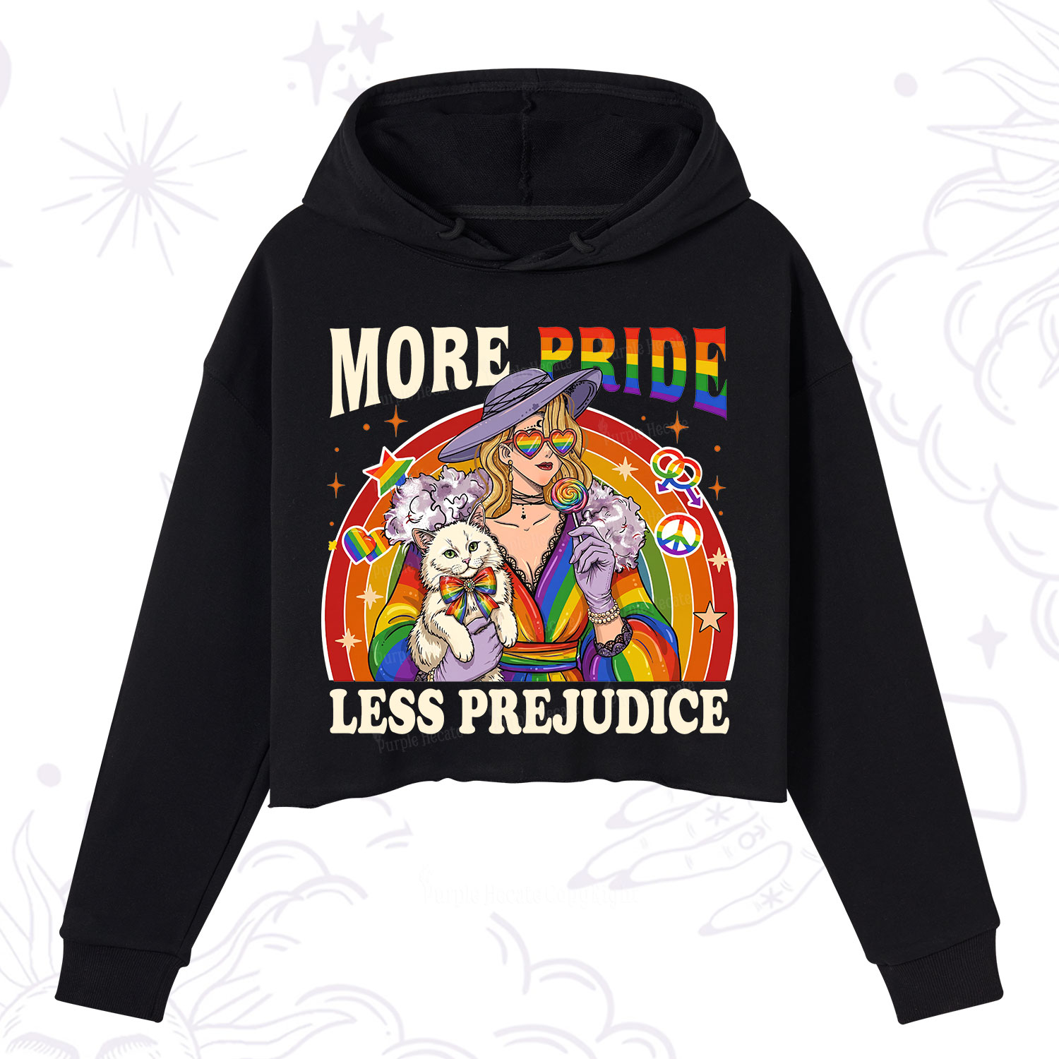 Purplehecate More Pride Less Prejudice Rainbow Crop Hoodie