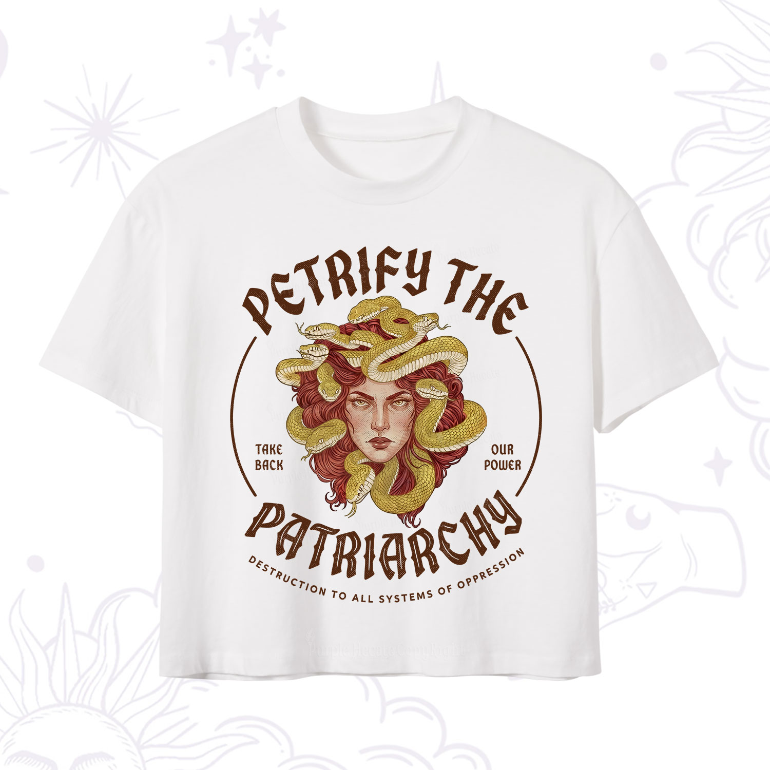 Purplehecate Petrify Patriarchy Medusa Crop T-Shirt
