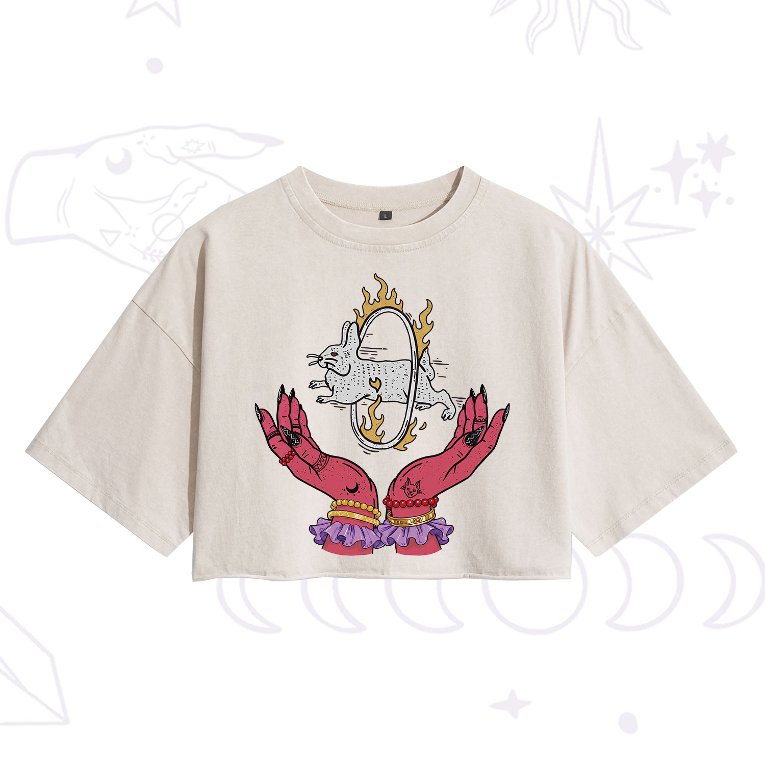 Purplehecate Remera Save The Rabbit Washed Cropped T-Shirt