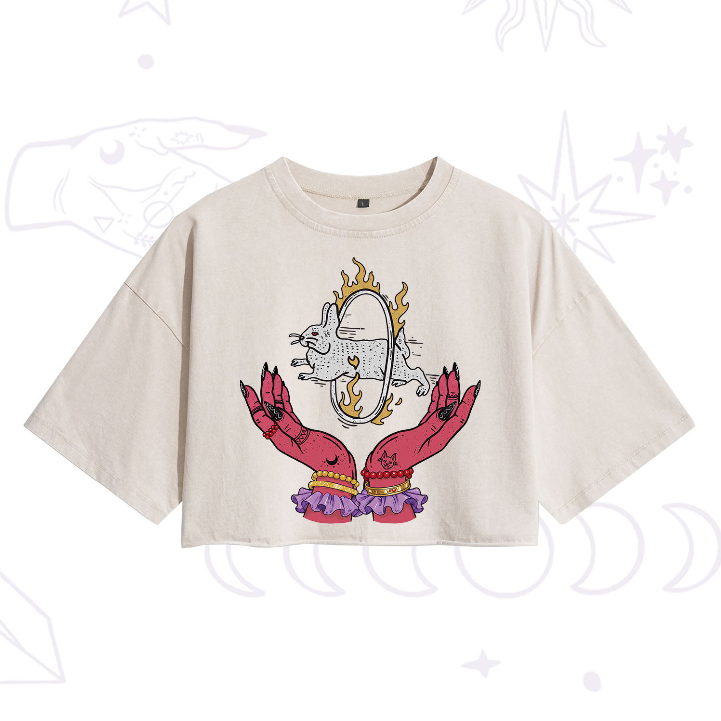 Purplehecate Remera Save The Rabbit Washed Cropped T-Shirt
